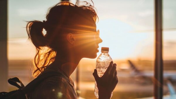 woman with water bottle
